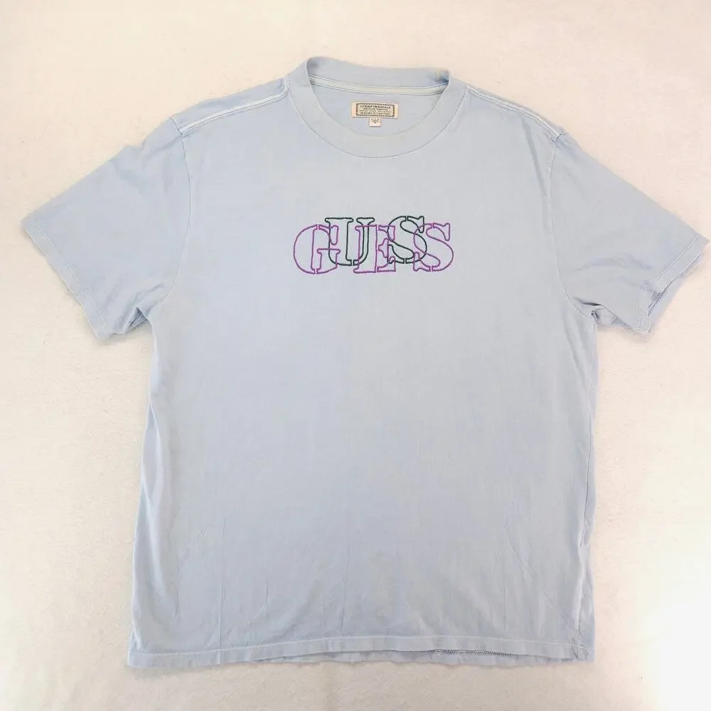Guess Casual Graphic Short Sleeve Crew Neck T Shirt Mens Size Medium M Blue - Picture 2 of 10